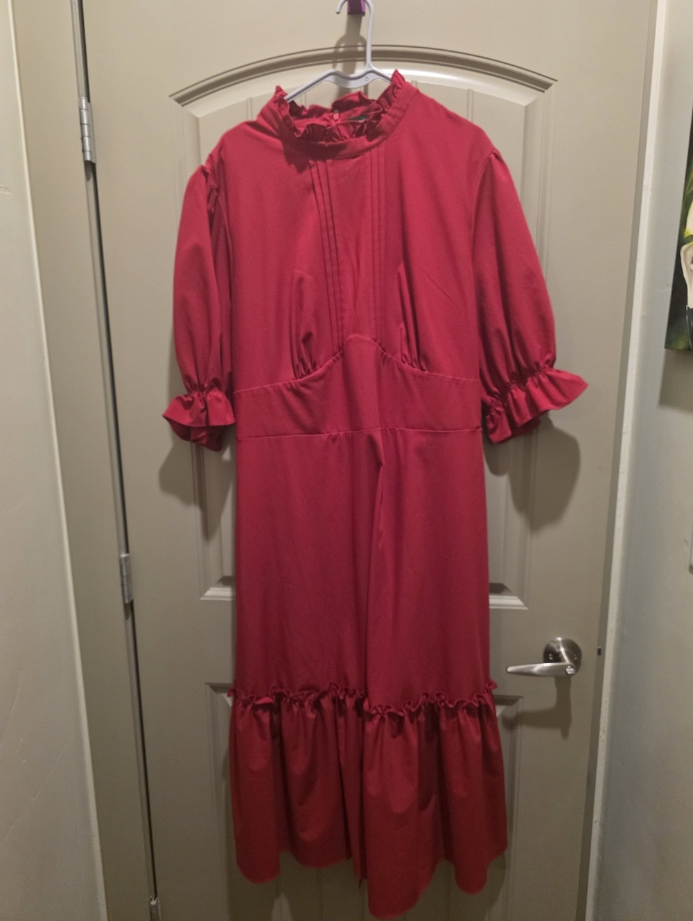 Lively Ghosts Gothic Red Ruffle Midi Dress